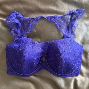 VICTORIA'S SECRET Very Sexy Purple Lace High Neck Lined Demi Bra Size 36DD